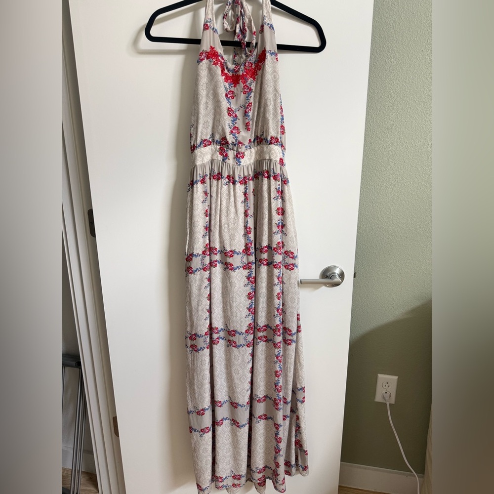 Line & Dot Maxi Dress Halter Dress Floral Medium